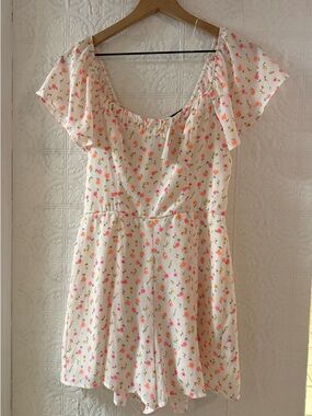Trixxi White Mini Dress with Pink and Orange Floral Print